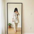 Ivory Premium Kurti with Botanical Hand-Embroidered Print