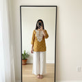 Mustard Yellow Cotton Kurti with White Crochet Yoke Detail